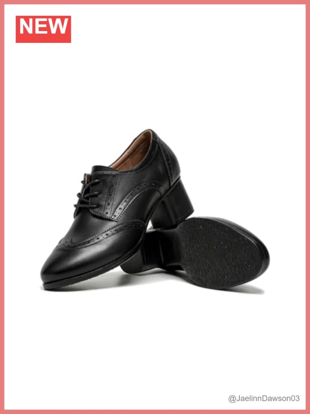 Women's Vintage 1940s Oxford Lace-Up Brogue Wingtip Block Heel Shoes